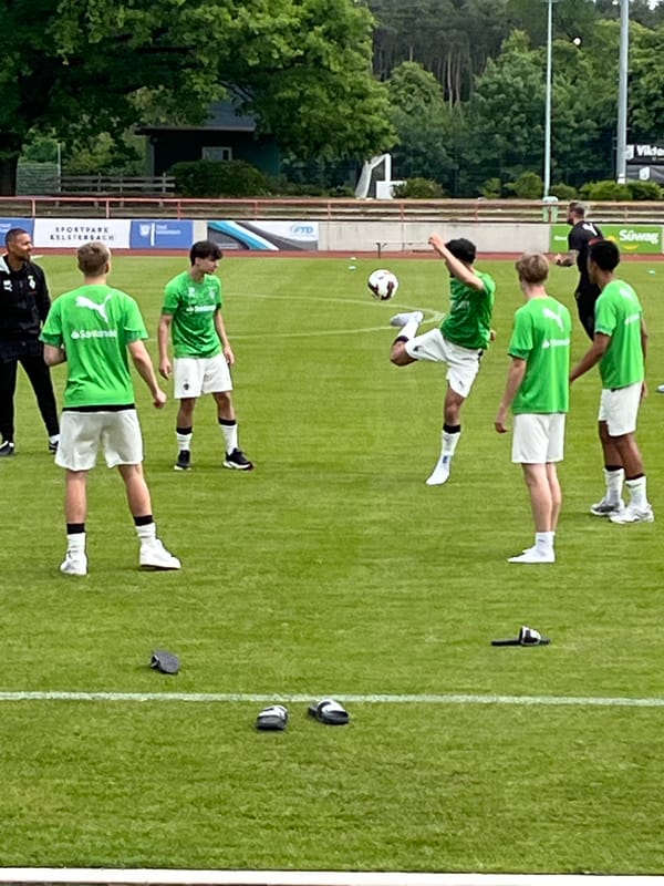 Soccer team trains at Sportpark Kelsterbach, Germany