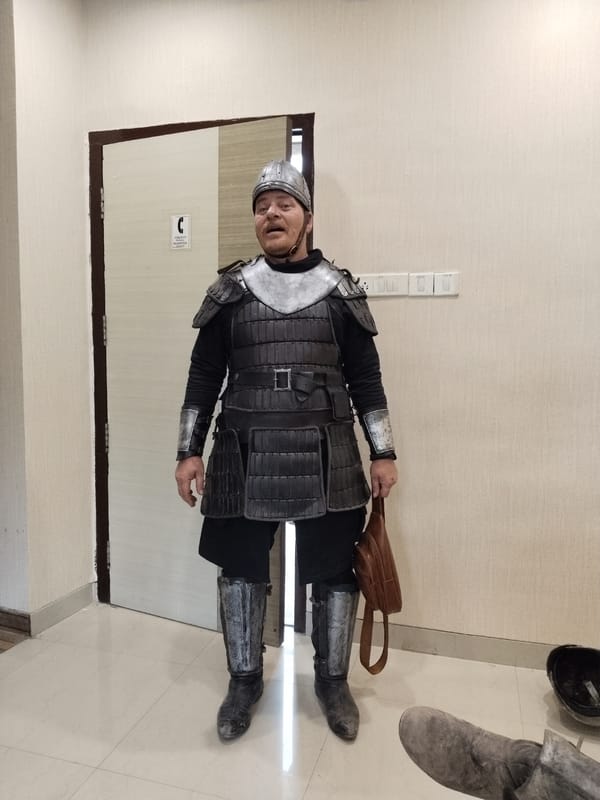 Person spotted wearing medieval-style armor indoors