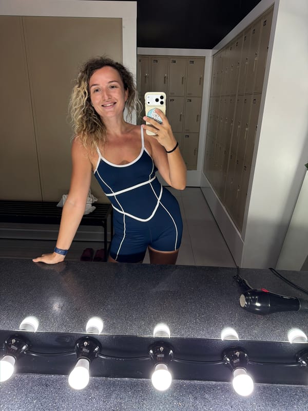 Locker room selfies and quick outfit checks in Choeng Mon