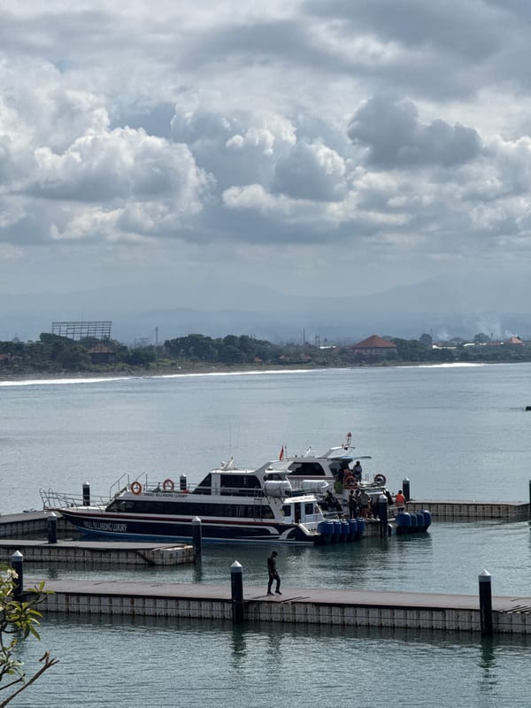Early morning harbor and sculpture documentation in Denpasar, Indonesia