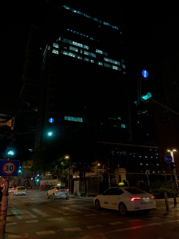 Evening dining scene captured at Tel Aviv restaurant
