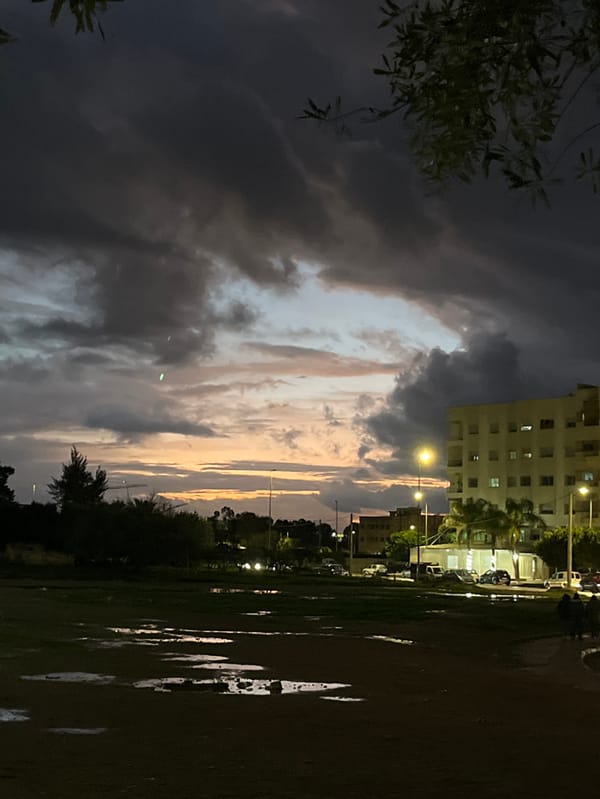 Dramatic post-rain dusk captured across Fez Morocco streets