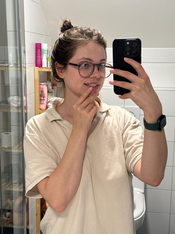 Woman takes bathroom selfies in Vrchlabí, Czech Republic