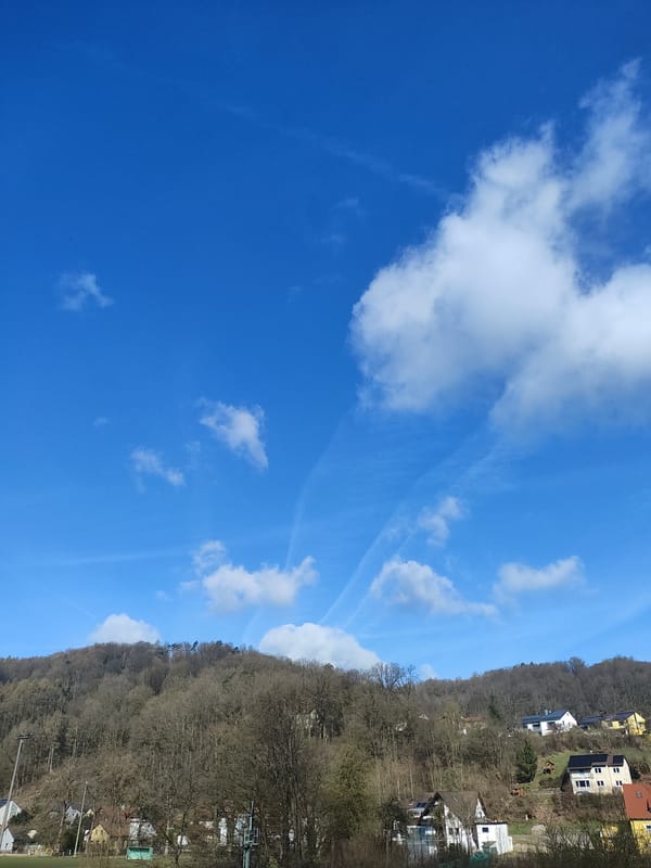 Morning view captured of Trebgast hillside under blue skies
