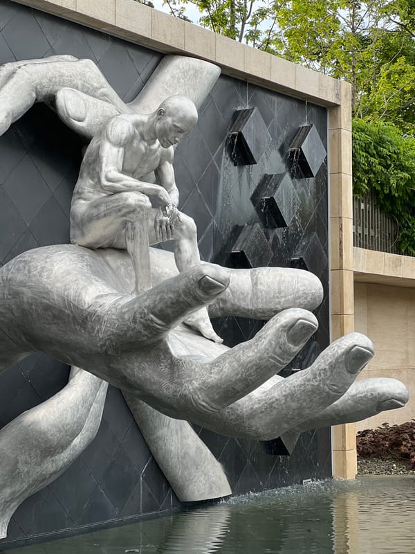 Visitor documents sculptural memorial park in Krasnodar, Russia