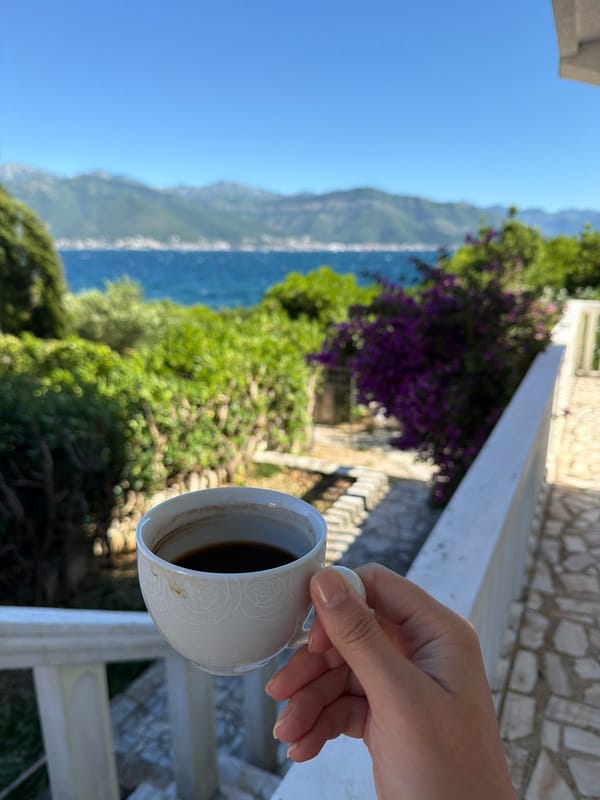 Morning coffee moments captured along Montenegro's Adriatic coast