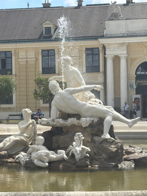 Schönbrunn Palace courtyard and grounds on a sunny morning