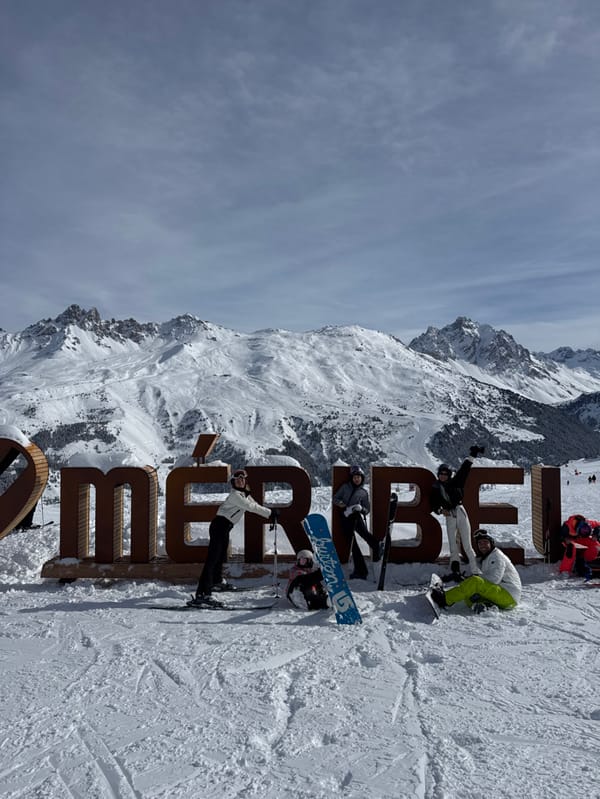 Skiers enjoy winter day at French Alps Méribel resort