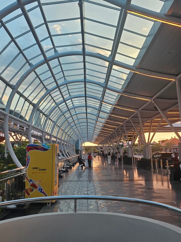 Airport walkways and Balinese architecture documented at Ngurah Rai