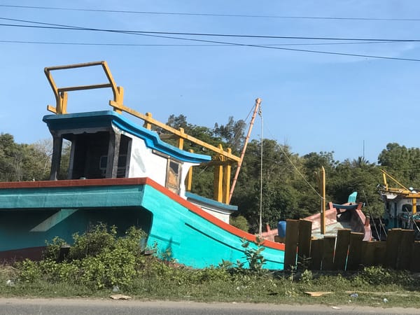 Colorful abandoned fishing boat spotted in Lhokseumawe storage yard