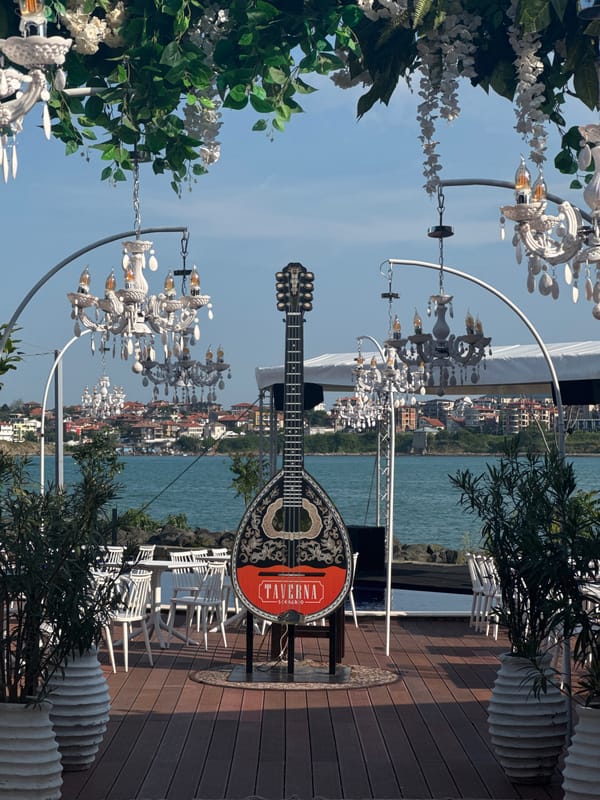 Seaside restaurant terrace captured in Tsarevo, Bulgaria
