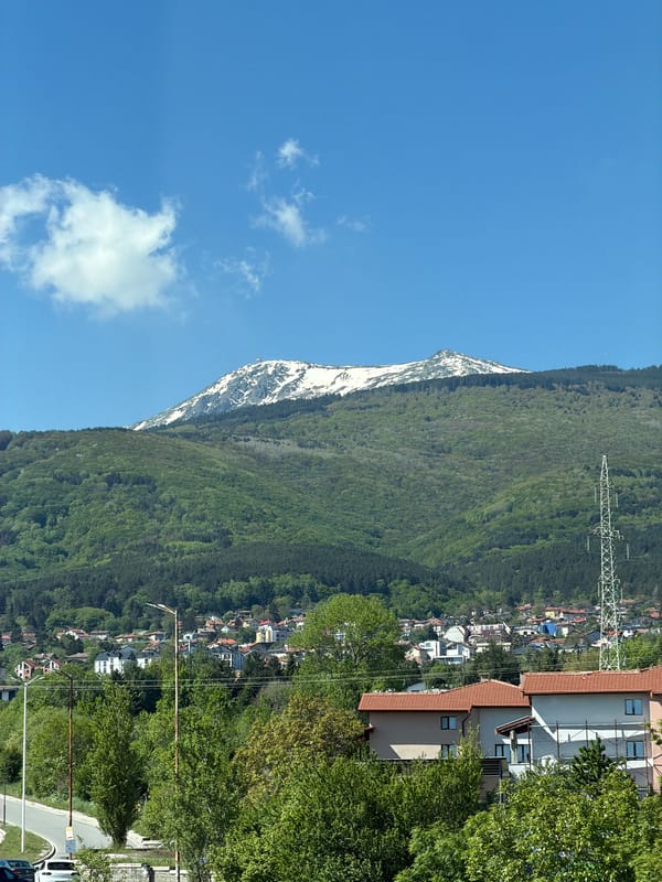 Sofia resident documents morning mountain views and cityscape