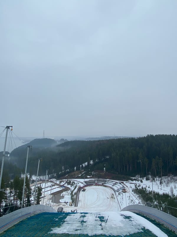 Early morning documentation at Russian ski jumping facility