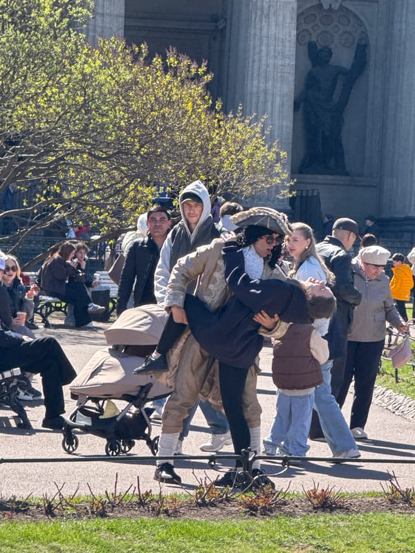 Morning street life documented around Saint Petersburg historic landmarks