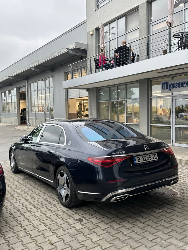 Luxury Mercedes vehicles spotted at Varna dealership under cloudy skies