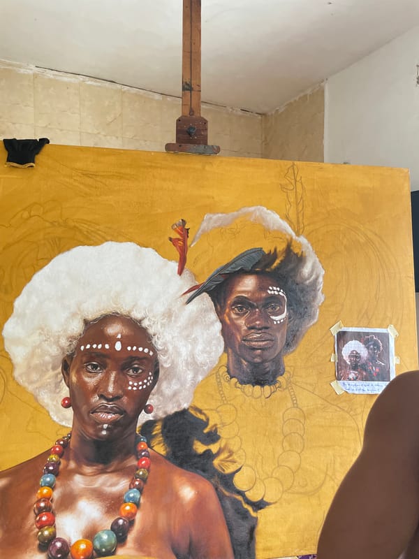 Artist creates traditional African portrait in Ado studio