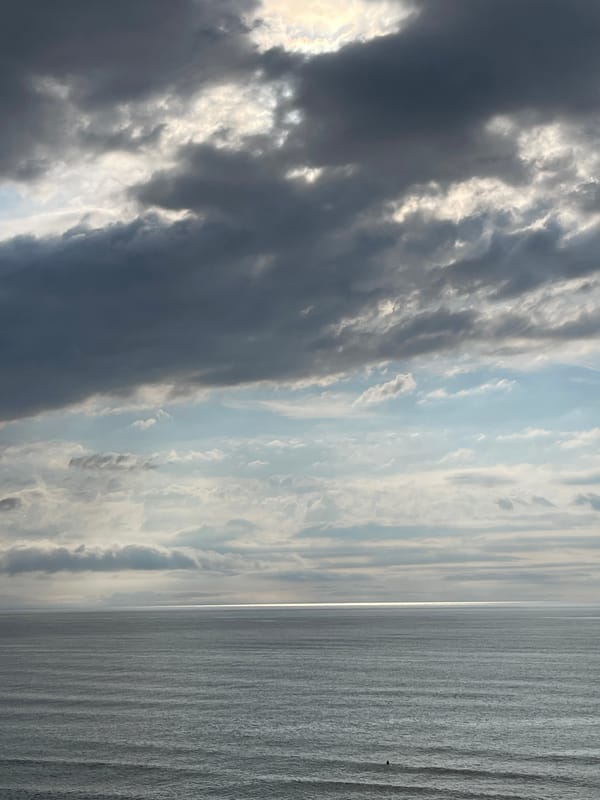 Dawn seascape observed with varied cloud formations