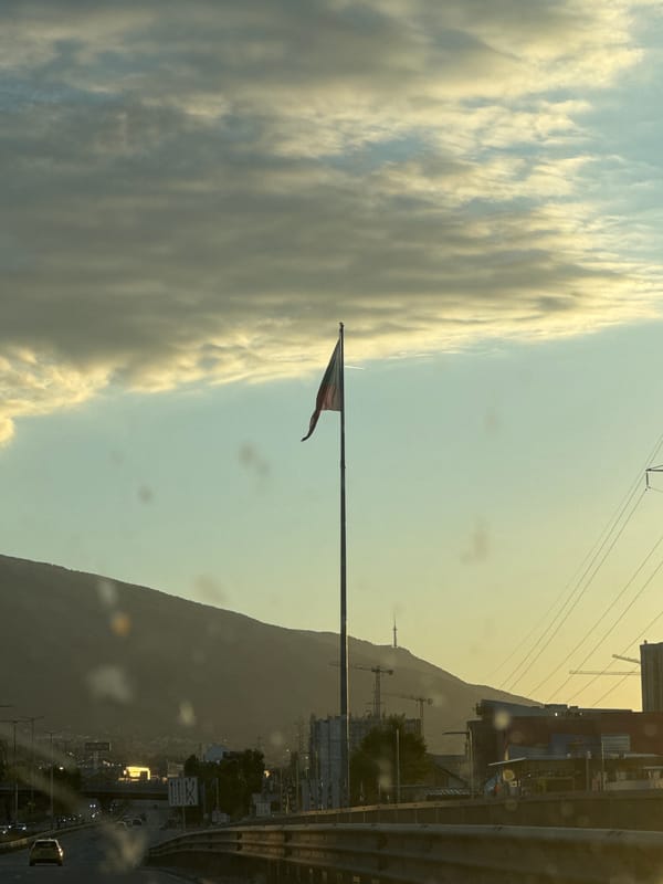 Bulgarian flag waves against cloudy Sofia skyline