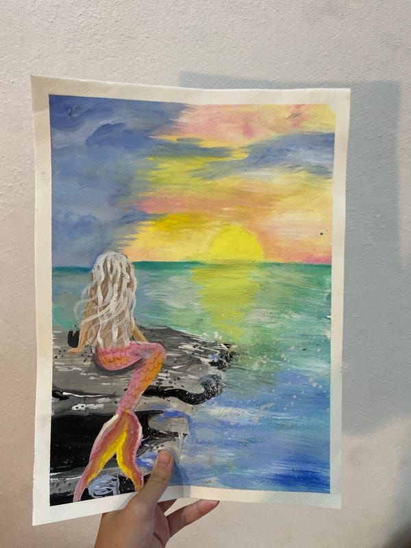 A series of original watercolor and pencil artworks on display