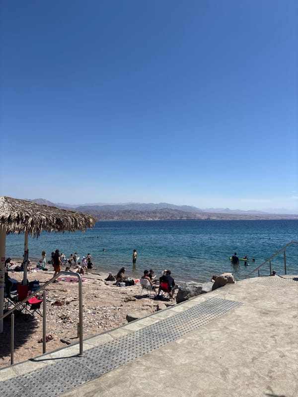 Clear skies and blue waters observed at Eilat beach