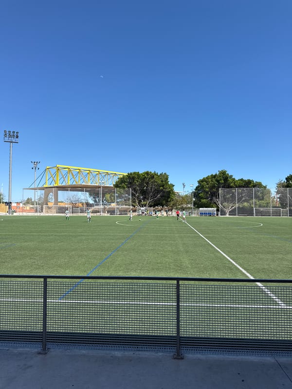 Soccer field photographed under clear skies in Sant Vicent
