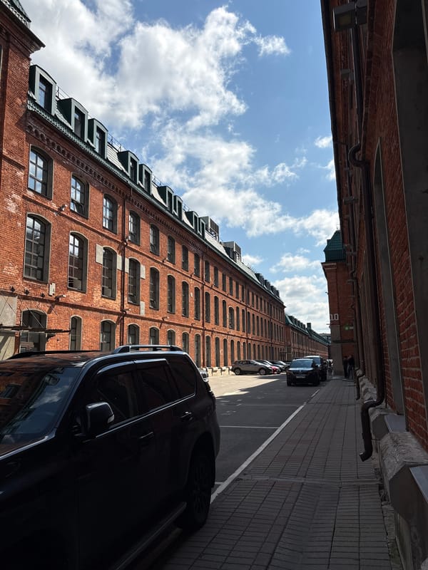 Quiet morning details at a Moscow brick complex