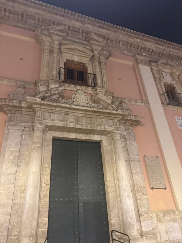 Valencia's historic architecture and libraries on a summer night