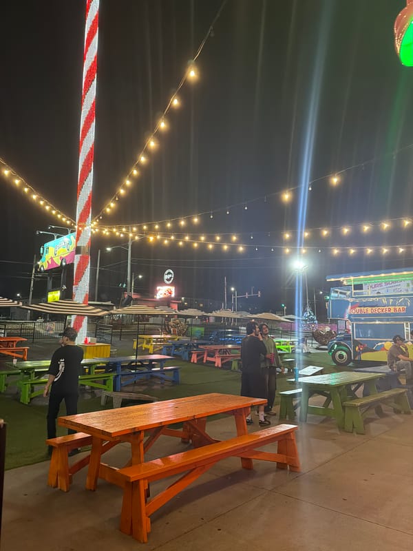 Late-night entertainment scenes captured in Wisconsin Dells tourist area