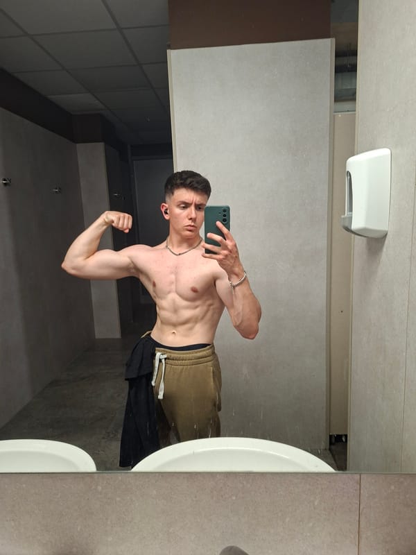 Young man takes shirtless bathroom selfies in Plovdiv