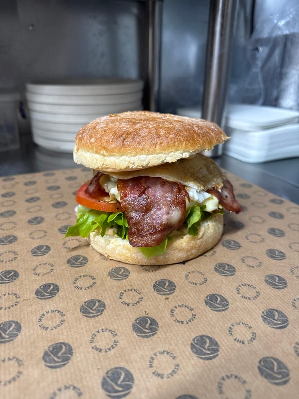 Bacon sandwich documented in brown box at location 666