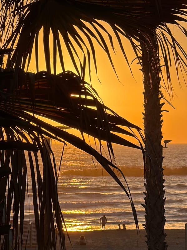 Tel Aviv beachfront sunset documented by witnesses Friday afternoon
