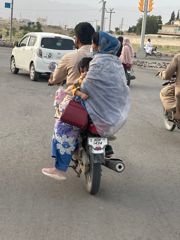 Four passengers spotted on motorcycle in Quetta, Pakistan