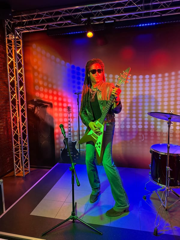Selfies and wax figures at a Prague music and celebrity museum