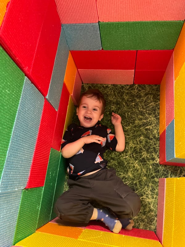 Colorful foam block structure at a Chaikovsky play space