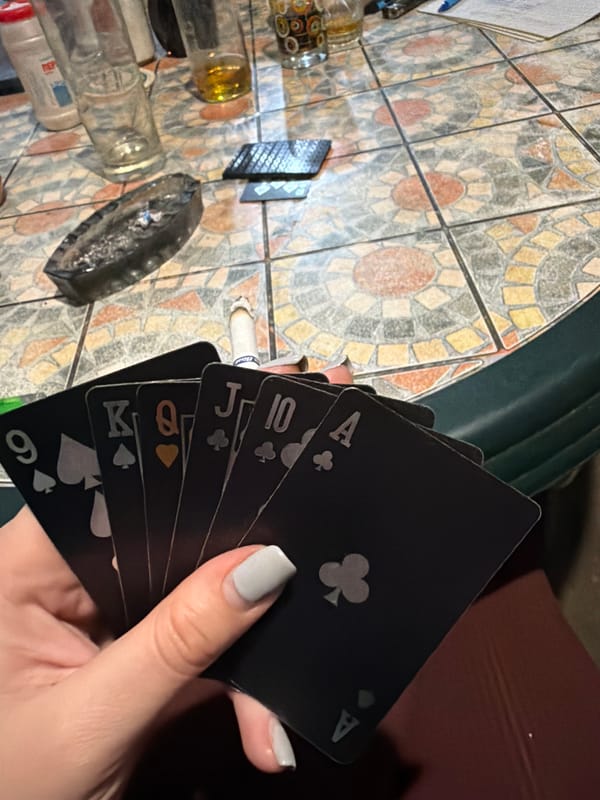 Card game observed in Bulgarian village evening