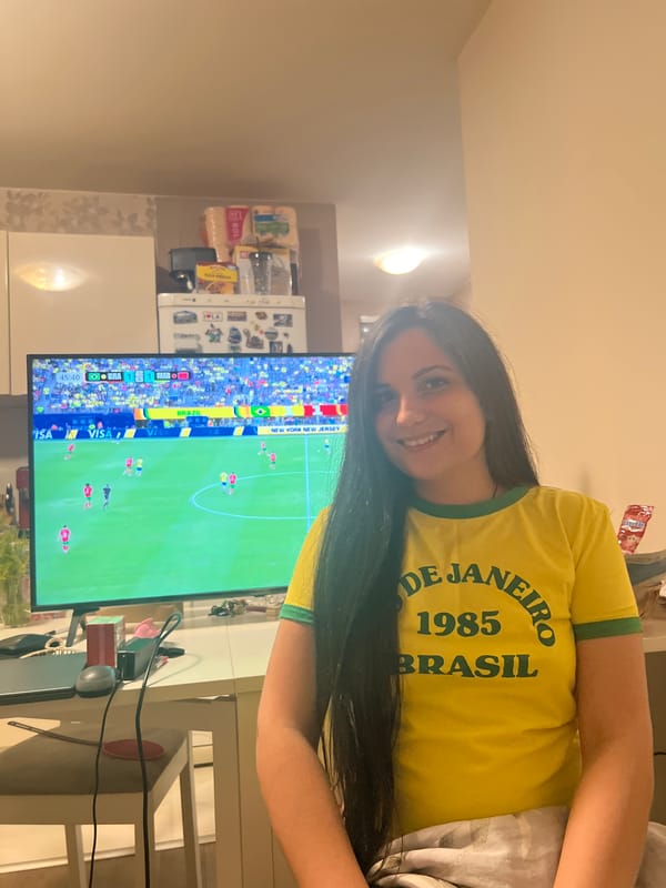 Watching Brazil beat Morocco 3-1 on TV in Sofia