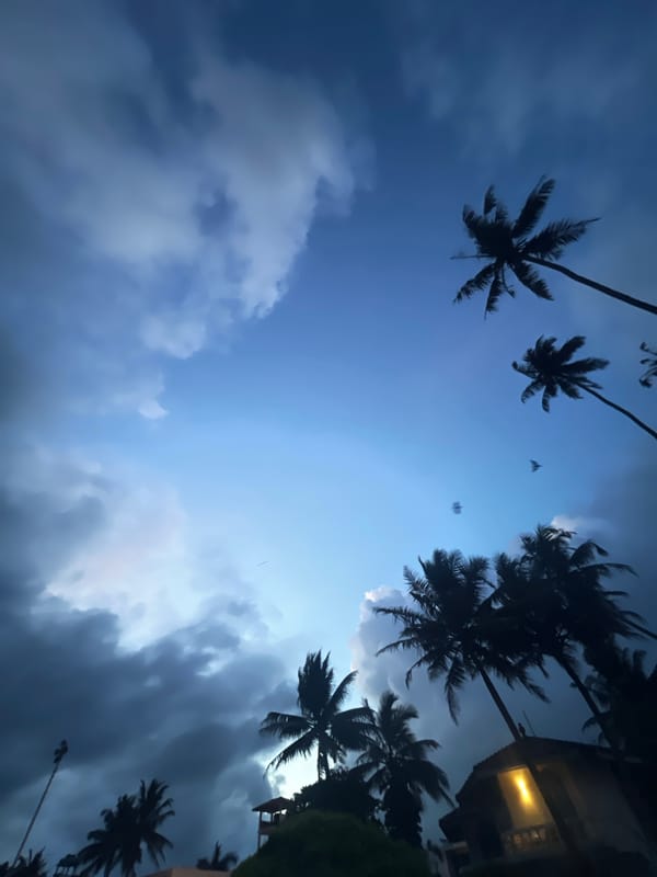 Dramatic stormy skies captured over Peleana beach, Sri Lanka