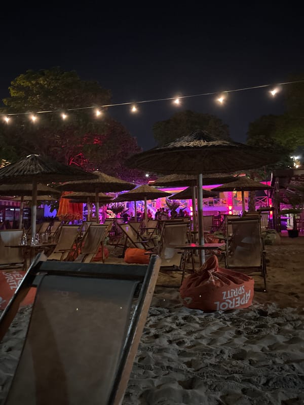Late night beach bar scene in Varna, Bulgaria
