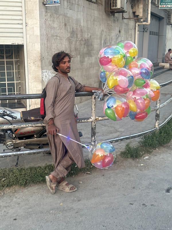 Balloon vendors spotted selling colorful wares in Quetta City