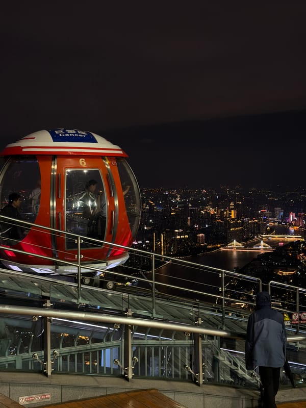 Nighttime cityscape captured from elevated view in Haizhu District
