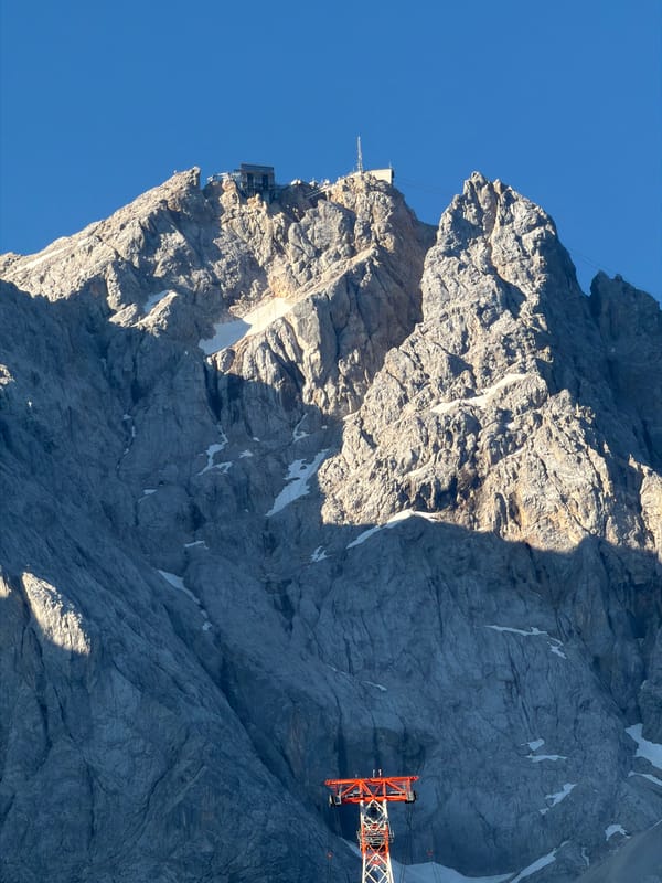 Zugspitze summit and rock face on a clear day