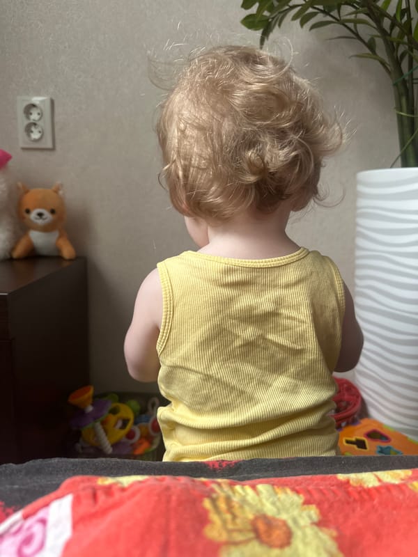 Home life in Sayanogorsk: baby, sleeping dog, windowsill garden