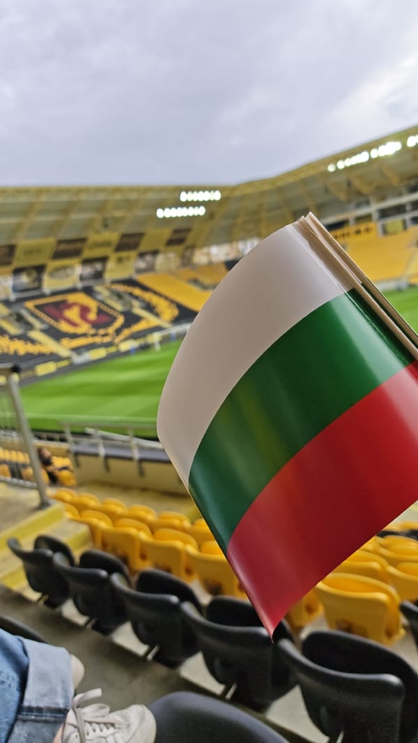 Fan displays Bulgarian flag in Plovdiv stadium
