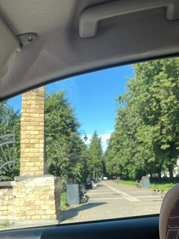 View from inside a car passing through Voronezh