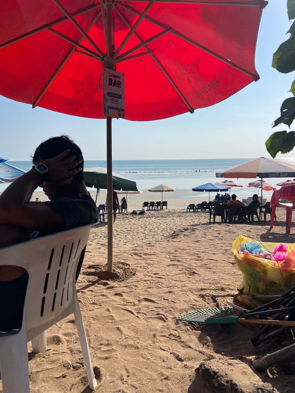 Lazy morning on Kuta Beach, chairs out and surf in.