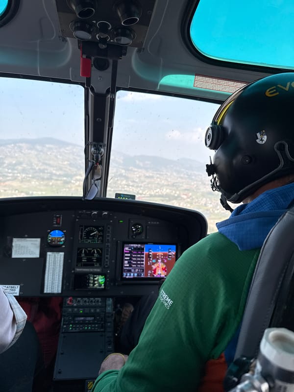 Helicopter flight documented over Changunarayan, Nepal