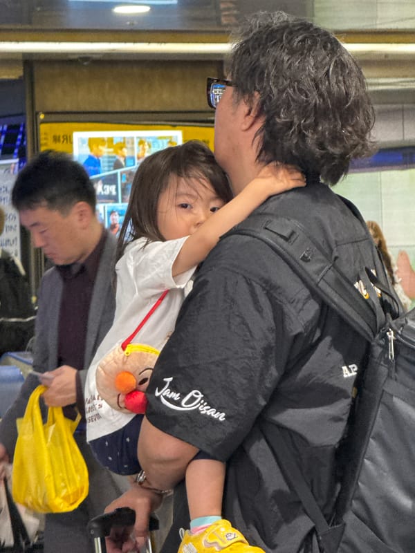 Early morning travel scenes captured at Fukuoka transit hubs