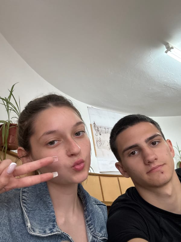 Students document classroom moments through selfies in Panagyurishte, Bulgaria