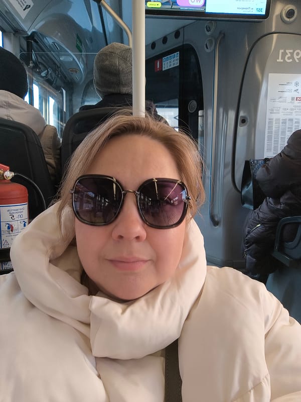 Woman Takes Selfie on Public Transport in Khimki