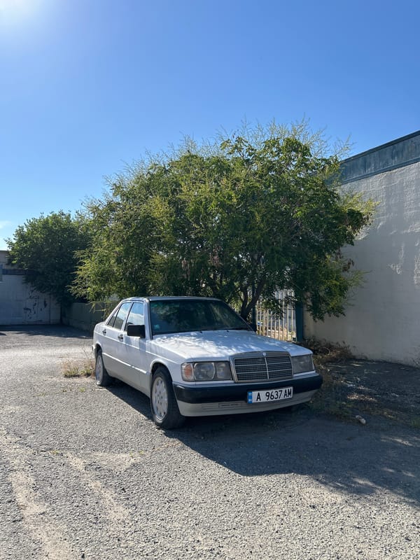 Mercedes parked at Ukrainian auto service shop in Nesebar